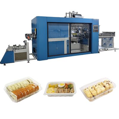 Plastik Tek Kullanımlık Meyve Tepsisi Tam Otomatik PP HIPS EPS PS PVC PET Motorlu Isı Şekillendirme Hazırlama Makinesi