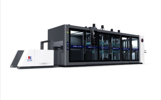 Good price Lock Model Positive And Negative Pressure Thermoforming Machine Multi Station 10-30 Mold/Min with 710×850mm Maximum Molding Die Area and 400×450mm Minimum Forming Die Area online