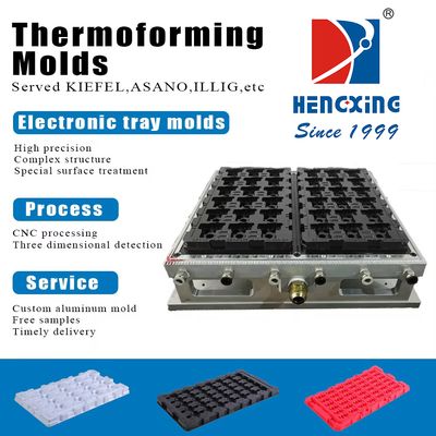 Buen precio Molde de termoformado de aluminio resistente al desgaste con superficie lisa y alta precisión para moldes de bandejas electrónicas para máquinas de termoformado de presión positiva y negativa en línea