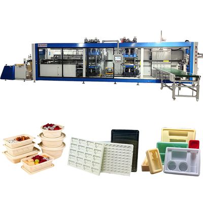 Harga yang bagus Mesin Cetak Nampan Plastik Thermoforming Otomatis untuk Kemasan Makanan dengan Motor & Pompa, Mesin Pembuat Nampan Plastik Pati Jagung Otomatis Bahan PP/PS/PVC dengan Kontrol Layar Sentuh Vacuum Thermoforming on line