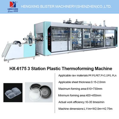 Harga yang bagus Mesin Thermoforming Tekanan Ganda dengan 610 x 750 mm Area Pembentukan Maksimum dan Jingjie 200m3/H Pompa Vakum untuk Auto Stacking on line