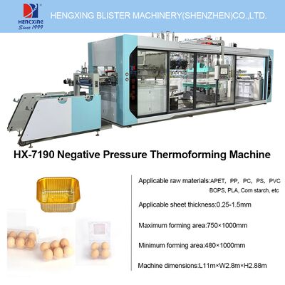 Buen precio Máquina de termoformado de doble presión con bomba de vacío de 200 m³/h, sistema de apilamiento automático y pantalla táctil Inovance en línea